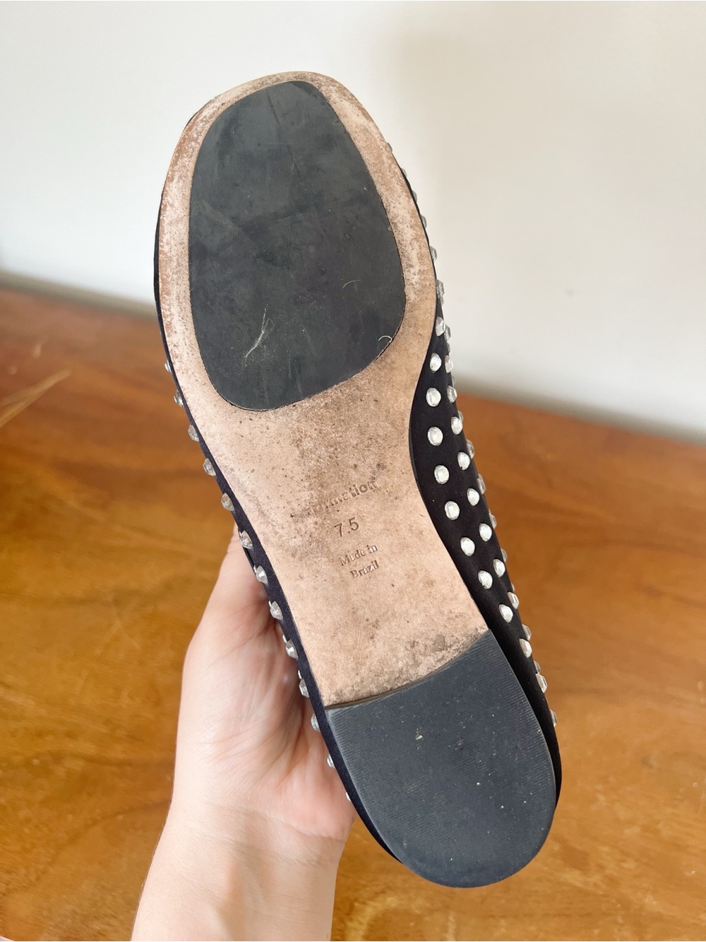 Reformation • Bethany Ballet Flat mary jane black silk rhinestone crystal stud - Picture 12 of 14